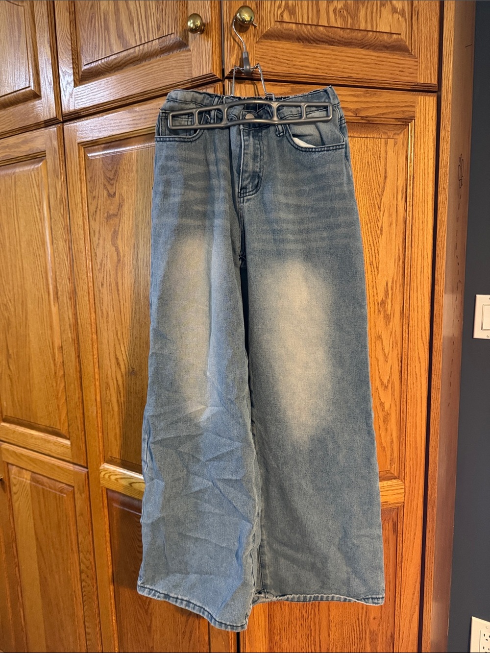 Wide Leg youth Jeans in Faded Blue